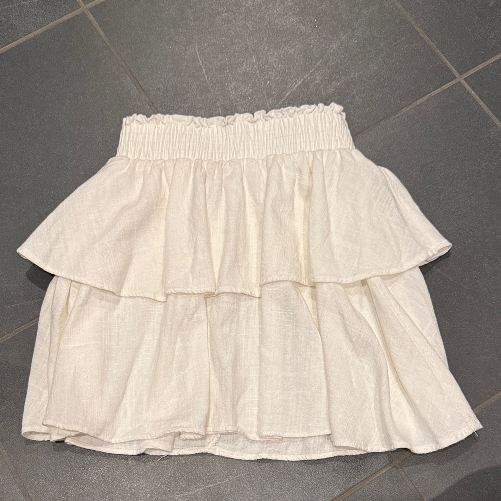 Princess Polly Cream Ruffle Mini Skirt